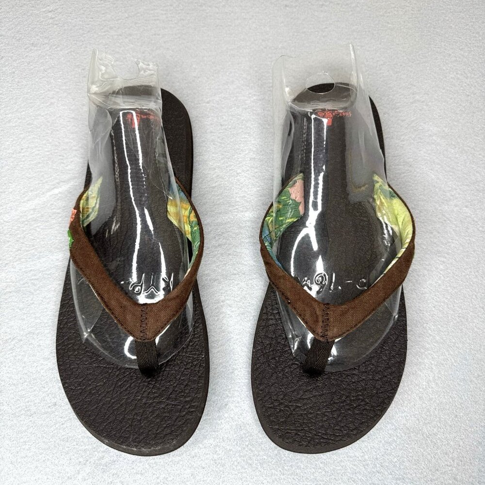 Sanuk Womens Sandals Yoga Mat Paradise Flip Flops  Brown Thong Sz 9 Flat Slip On - Picture 3 of 6